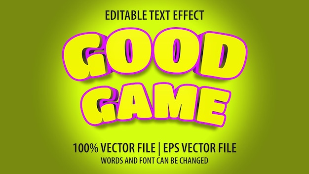 Editable text effect modern 3d GOOD GAME and minimal font style