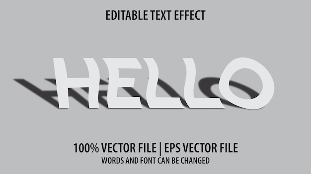 Vector editable text effect modern 3d hello and minimal font style