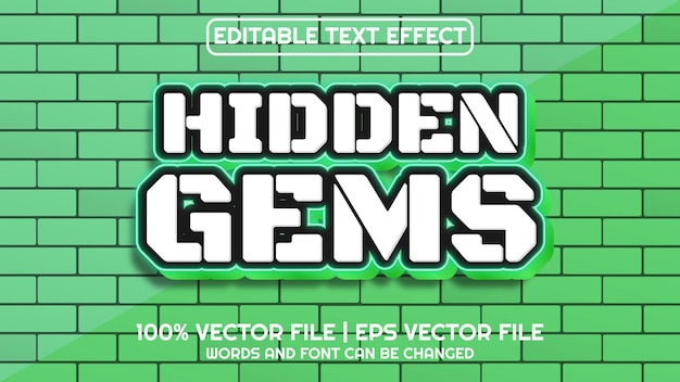 Editable text effect modern 3d hidden gems and minimal font style