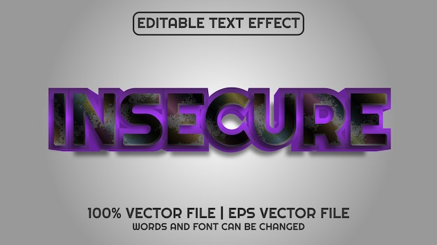 Editable text effect modern 3d INSECURE and minimal font style