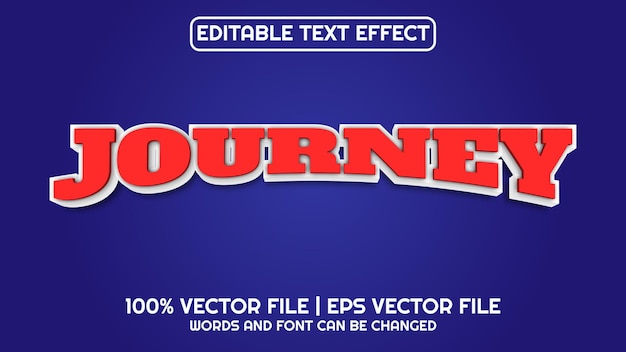 Editable text effect modern 3d journey and minimal font style