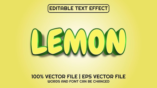 Editable text effect modern 3d LEMON and minimal font style