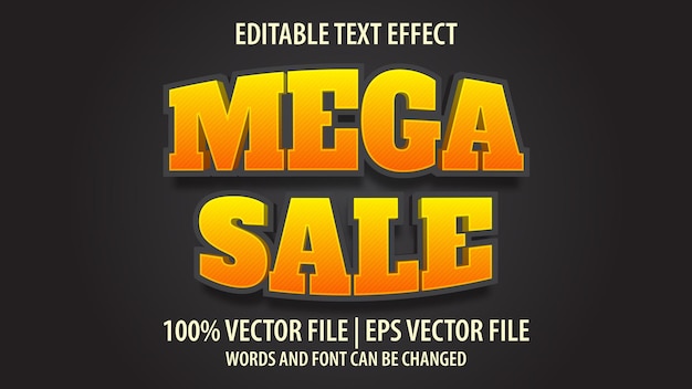 Editable text effect modern 3d MEGA SALE and minimal font style