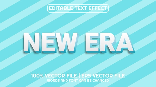 Editable text effect modern 3d new era and minimal font style