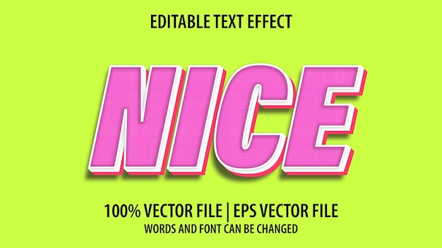 Редактируемый текстовый эффект современный 3d NICE и минимальный стиль шрифта Premium векторы