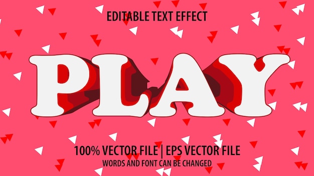 Editable text effect modern 3d play and minimal font style Premium Vector