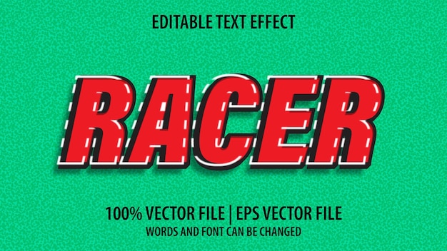Редактируемый текстовый эффект, современный 3d racer и минимальный стиль шрифта