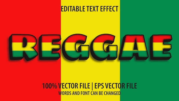 Editable text effect modern 3d REGGAE and minimal font style Premium Vector