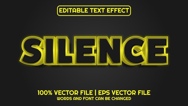 Editable text effect modern 3d SILENCE and minimal font style