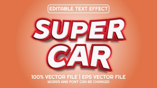 Editable text effect modern 3d SUPER CAR and minimal font style