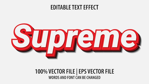 Editable text effect modern 3d Supreme and minimal font style