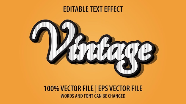 Editable text effect modern 3d vintage and minimal font style