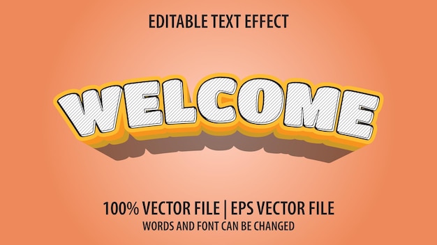 Редактируемый текстовый эффект, современный 3d добро пожаловать и минимальный стиль шрифта