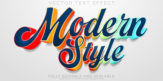 Vector editable text effect modern style vintage retro text style