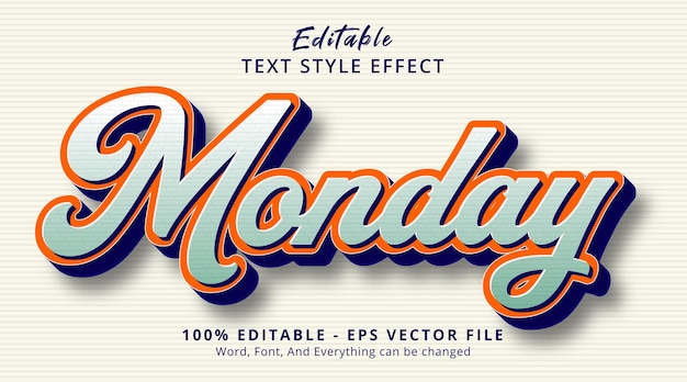 Editable text effect, Monday text on poster headline style effect