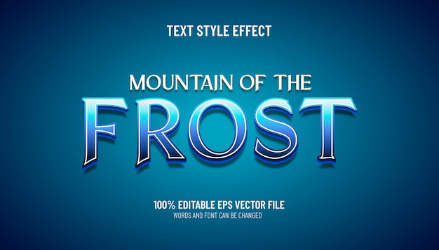 Vector editable text effect mountain of the frost game style