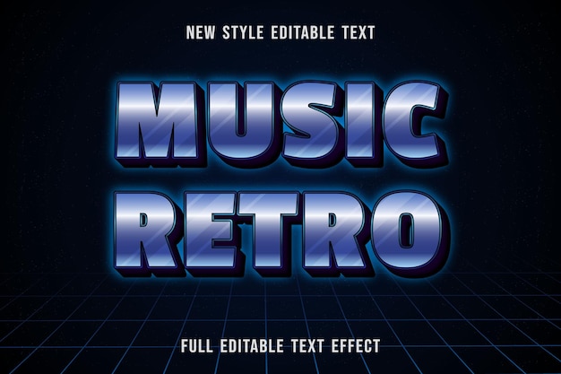 Editable text effect music retro color white and blue