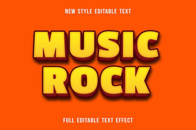 Editable text effect music rock color yellow and orange