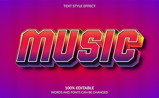 Vector editable text effect music text style