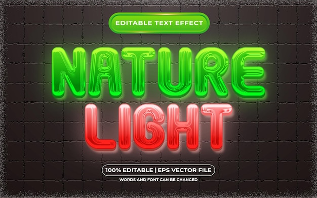 Редактируемый текстовый эффект в стиле шаблона света природы