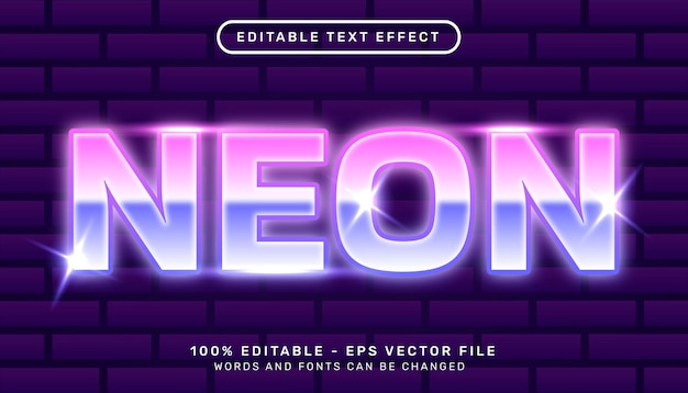 Editable text effect neon 3d style concept