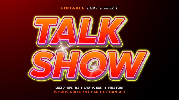 Editable text effect in neon gradient glowing talk show style