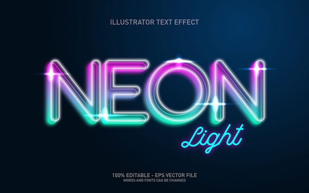 Редактируемый текстовый эффект, иллюстрации в стиле neon light
