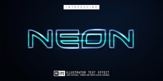 Editable text effect - neon light text 3d style concept