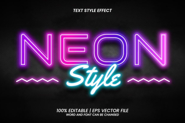 Vector editable text effect neon style glow gradient