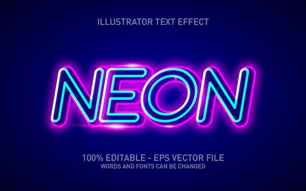 Effetto di testo modificabile, illustrazioni in stile neon