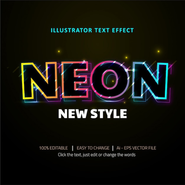 Titolo al neon modificabile effetto testo premium