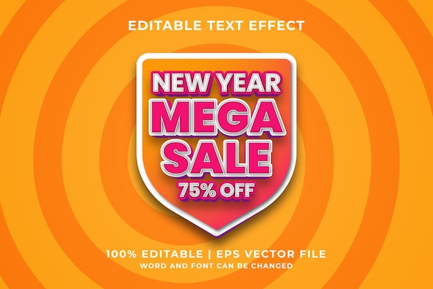 Editable text effect - new year mega sale 3d template style premium vector