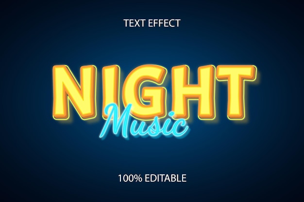 Premium Vector | Editable text effect night music color blue yellow