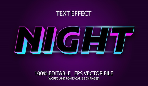 Editable text effect night template