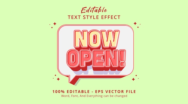 Editable text effect now open 3d style