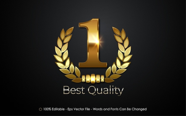 Vector editable text effect, number1 gold colour style illustrations