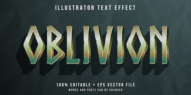 Vector editable text effect - oblivion setting style