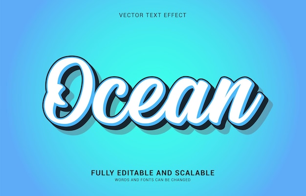 Vector editable text effect ocean style can be use to make title