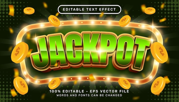 Vector editable text effect online jakpot 3d style concept