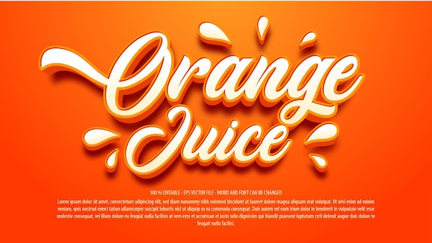 Editable text effect orange juice