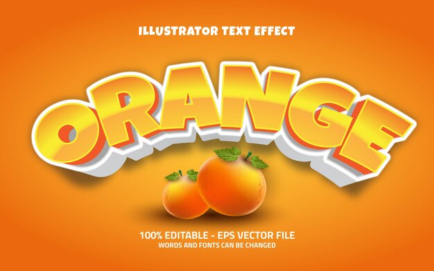 Editable text effect, orange style illustrations