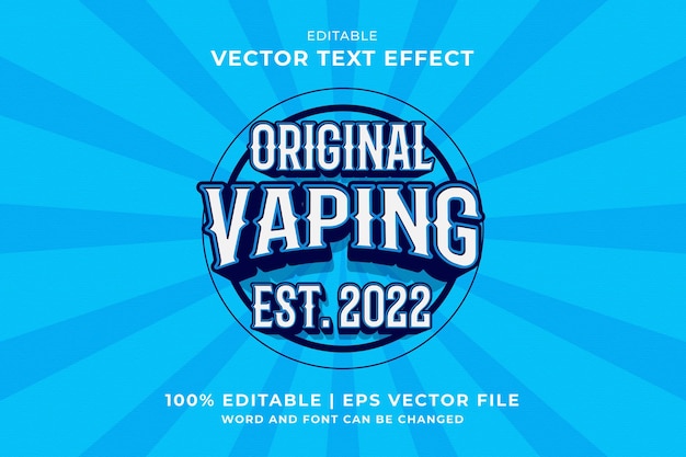 Редактируемый текстовый эффект Оригинальный Vaping 3d стиль шаблона премиум-вектор