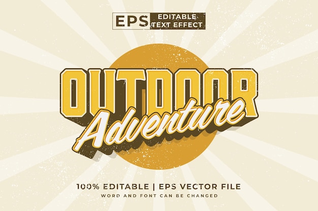 Editable text effect Outdoor Adventure 3d Vintage template style premium vector