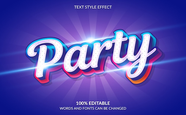 Vector editable text effect party text style