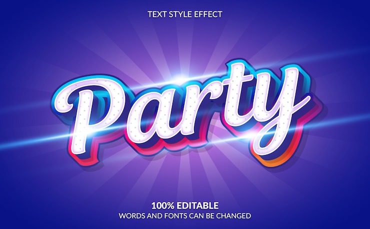 Vector editable text effect party text style