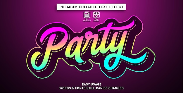 Vector editable text effect party