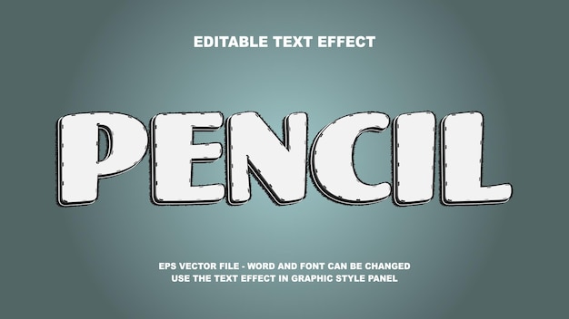 Vector editable text effect pencil 3d vector template