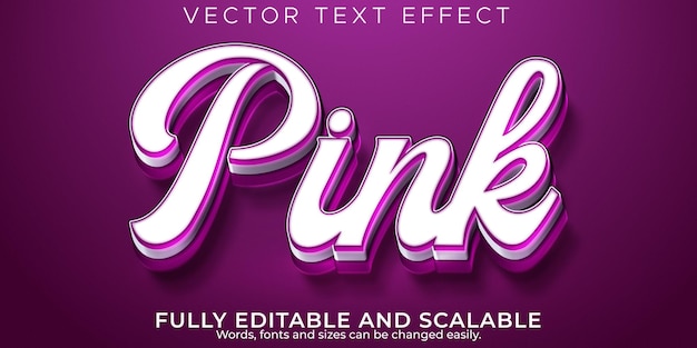 Editable text effect pink, 3d girl and soft font style