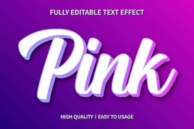 Editable Text Effect Pink Letter Premium Vector