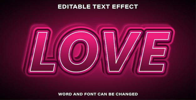 Редактируемый текстовый эффект розовой любви